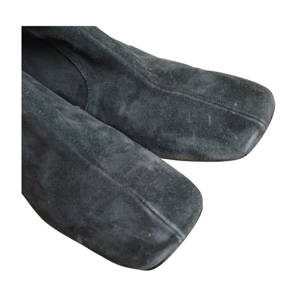 TOGA Pulla Black Suede Heeled Boots Booties EU 39 US 9 Zippered Buckle Cutout - Picture 7 of 10